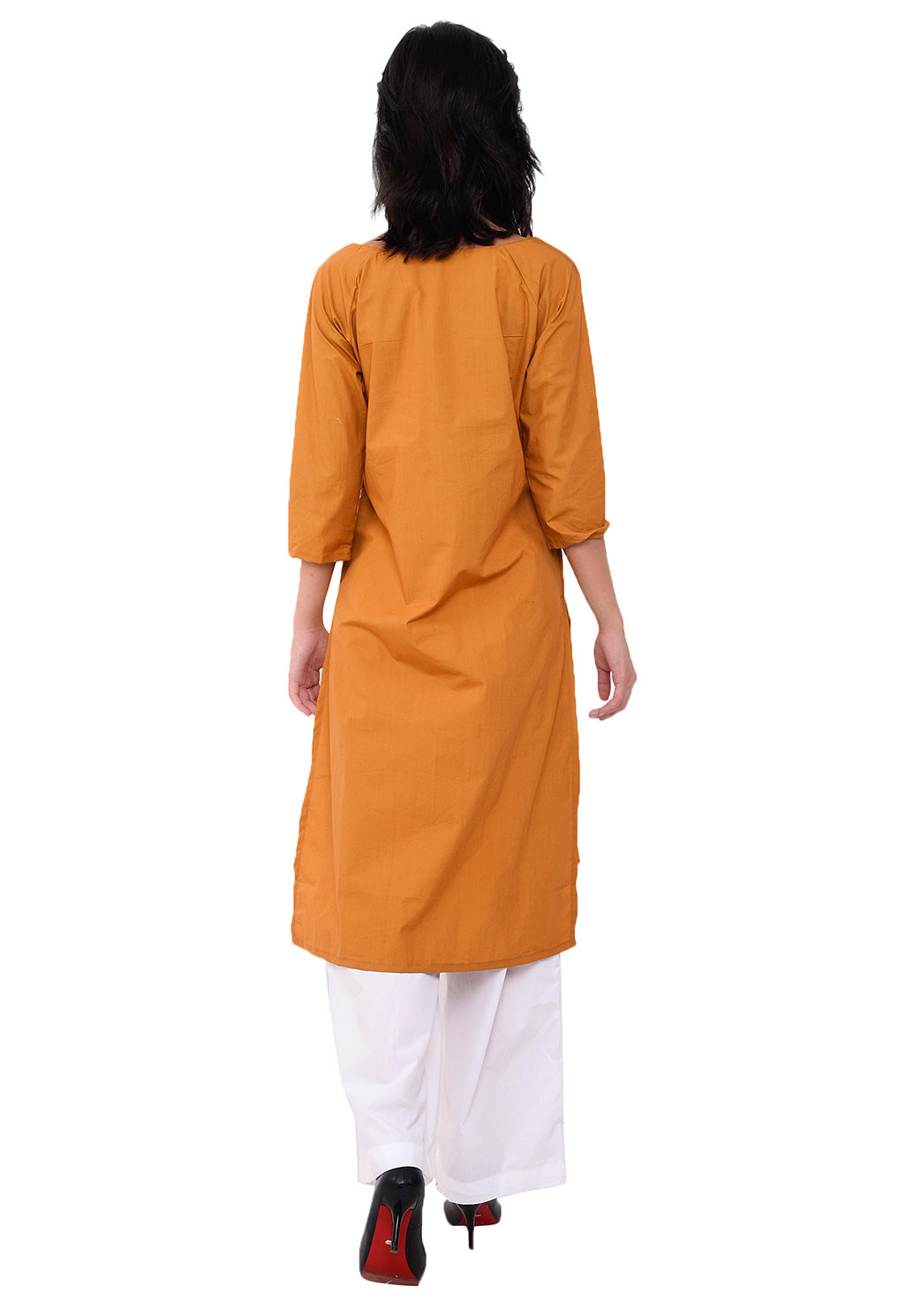 Emroidred Raglan Sleeve Kurta - Mustard