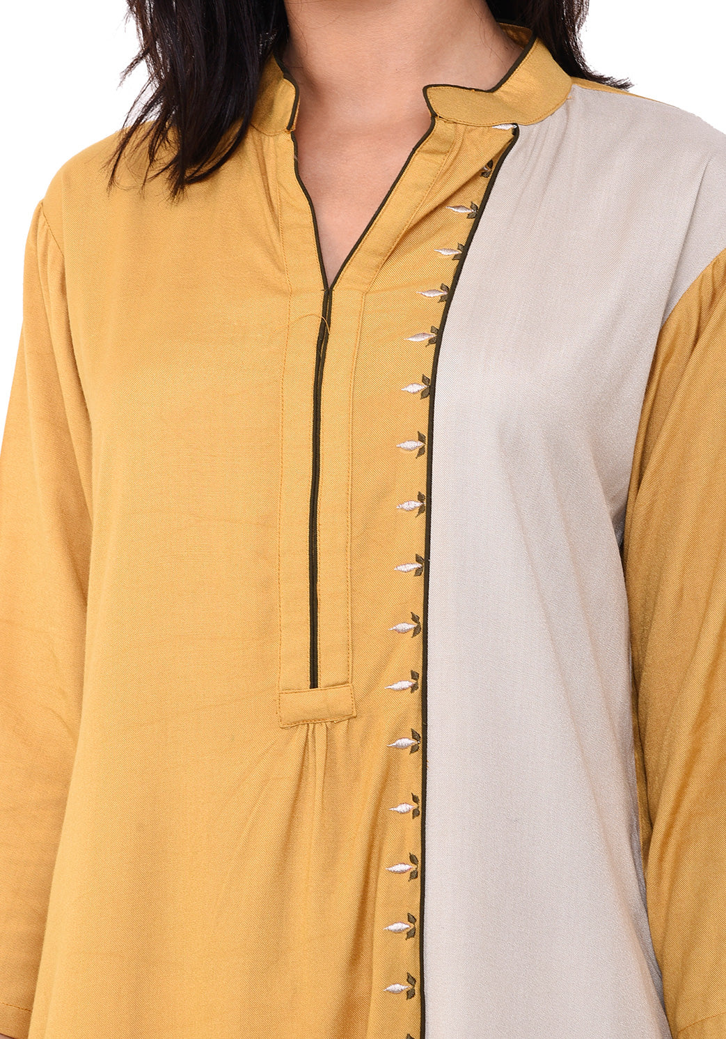 Embroidered Panelled Kurta - Sunflower