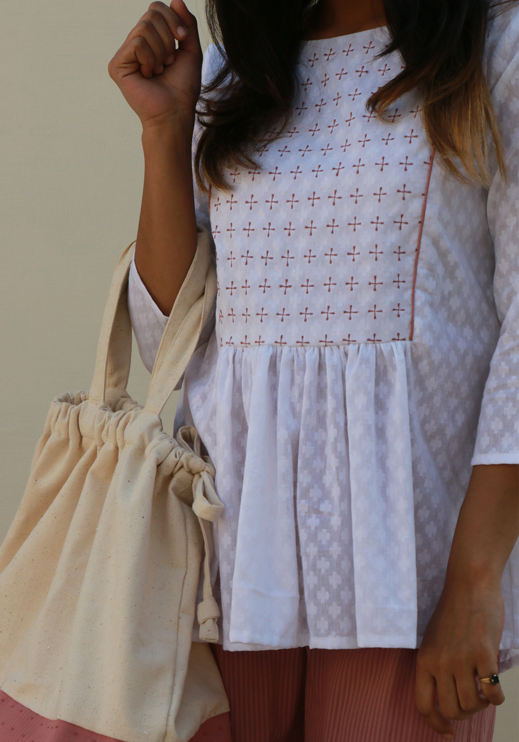 Embroidered Raindrops Summer Call White Top