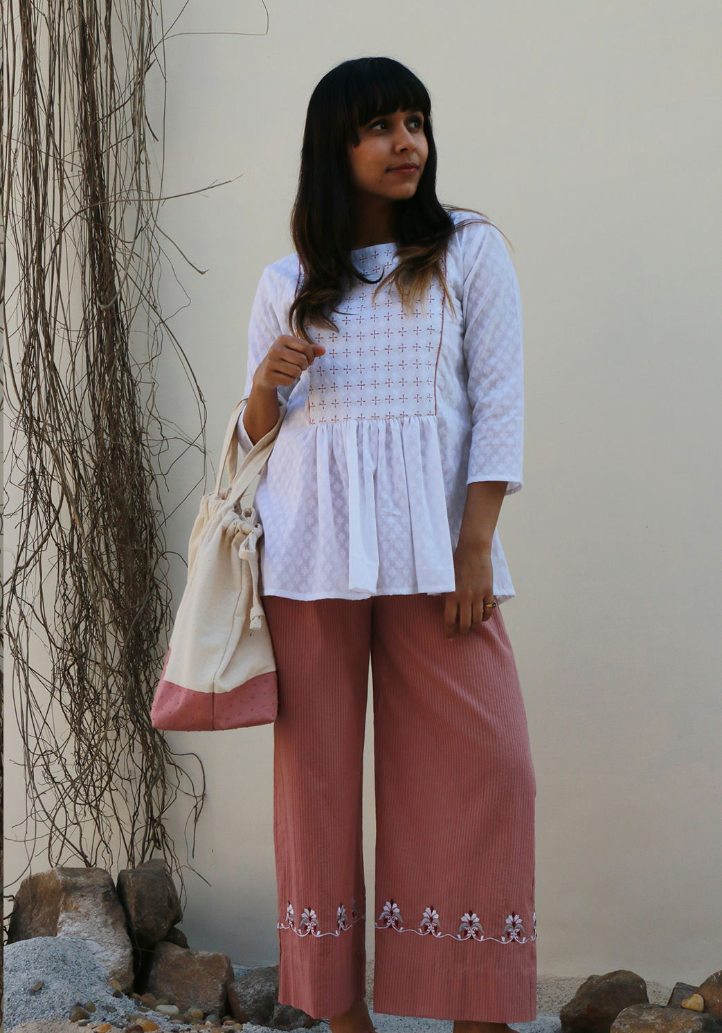 Embroidered Raindrops Summer Call White Top