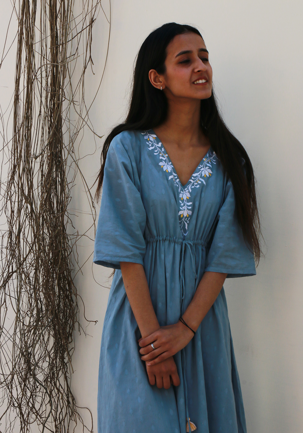 Falling Lillies Pale Aqua Kaftan Dress