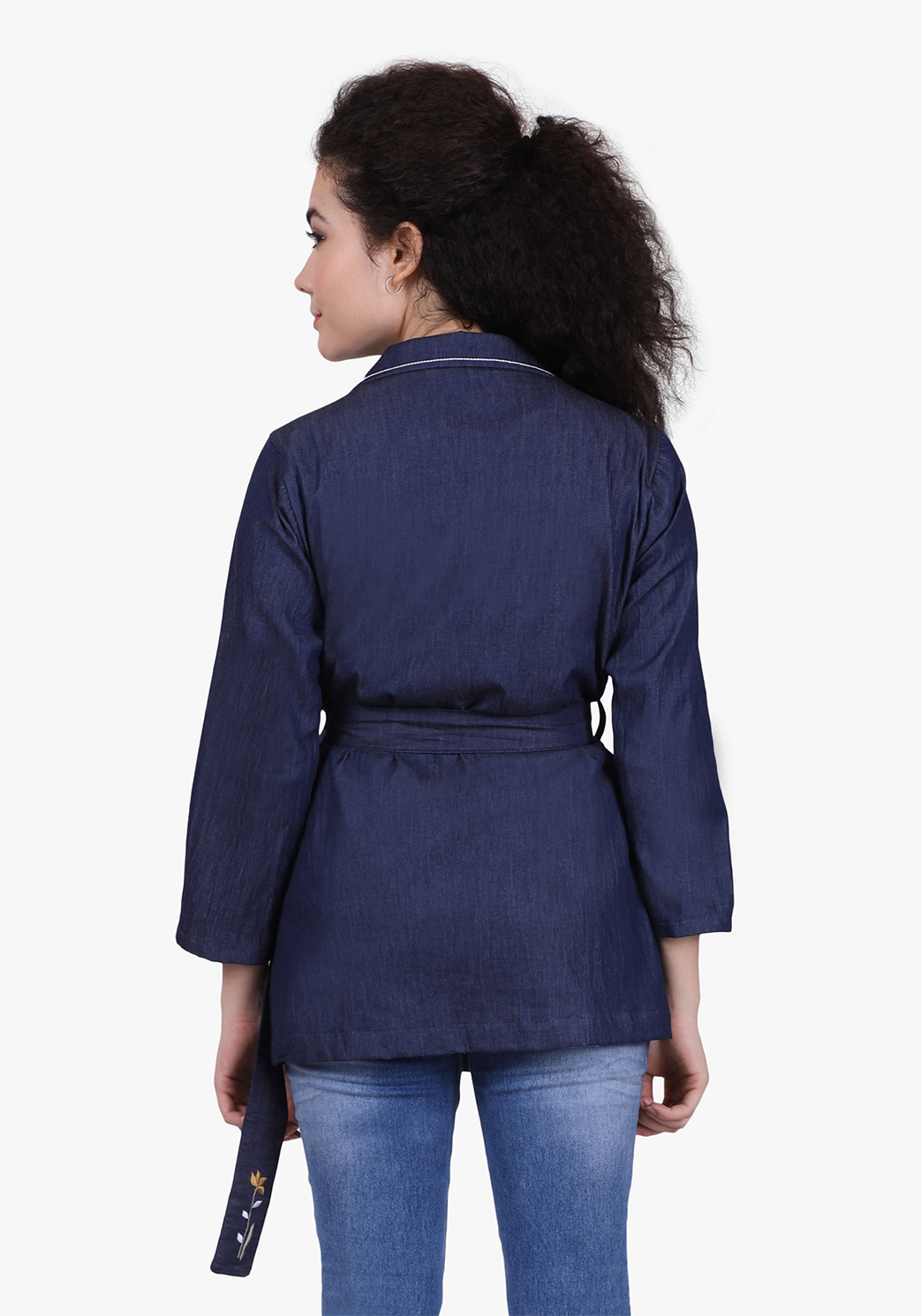 Ombre Blue Denim Tie-up Jacket