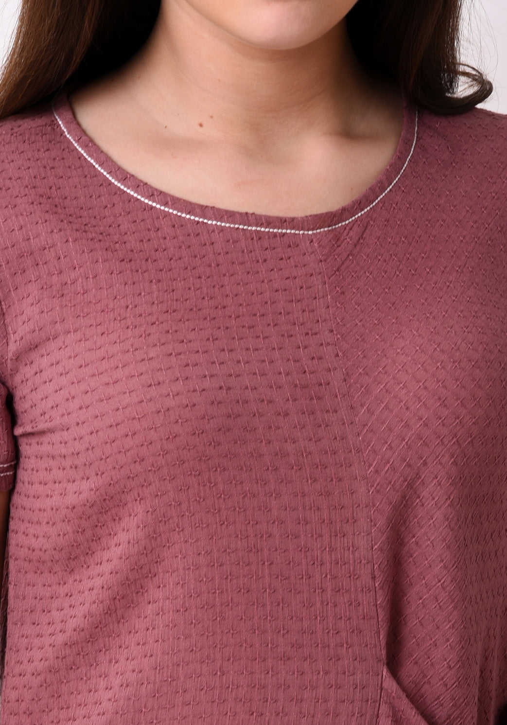 Waffle Dobby Side Tie-up Dress - Mauve