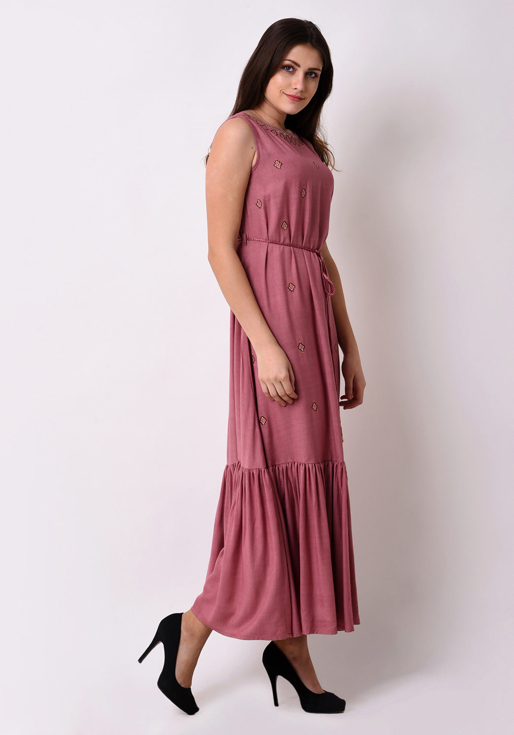 Embroidered Fairytale Maxi Dress - Mauve