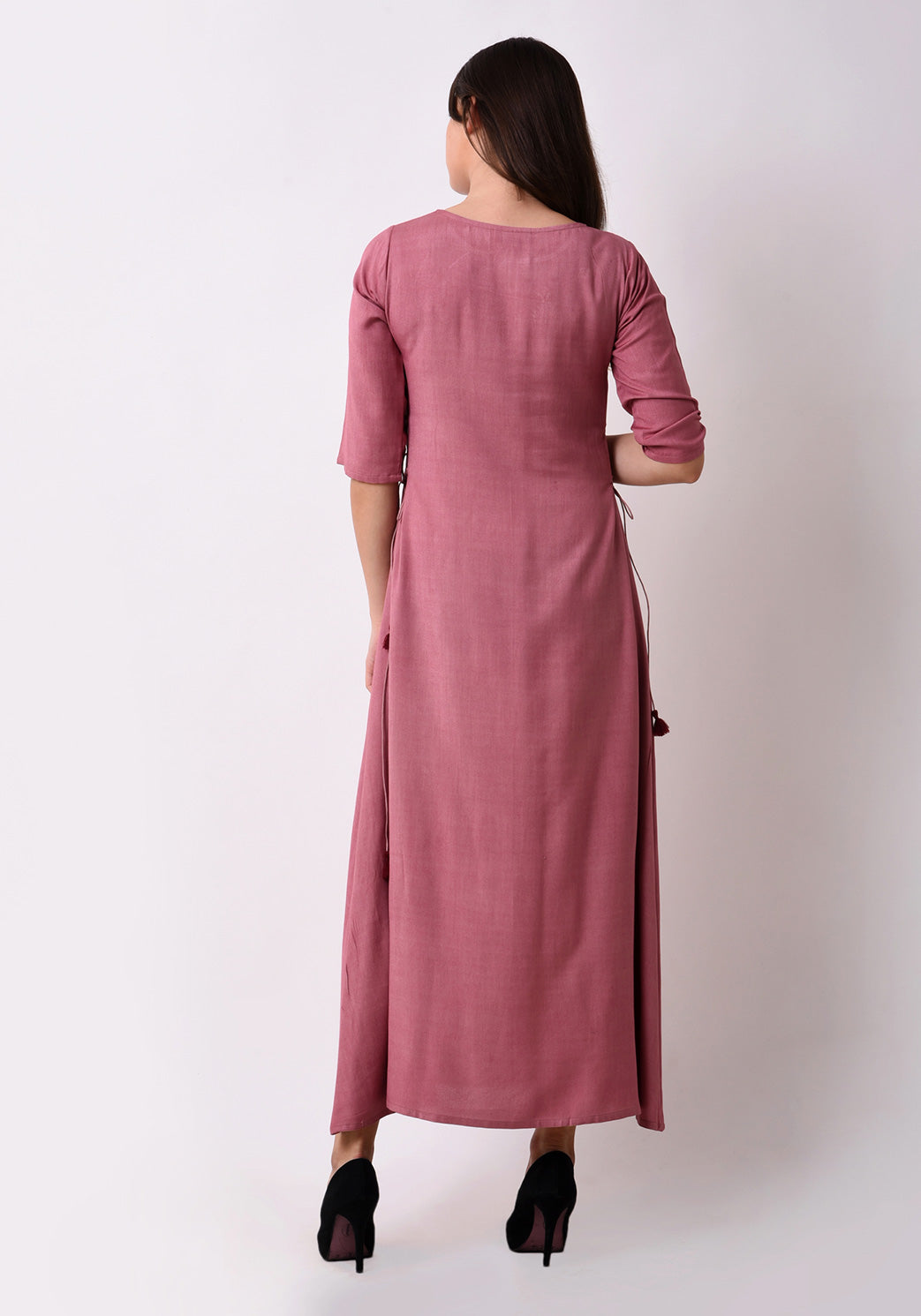 Elegant Side Tie-up Maxi Dress - Mauve