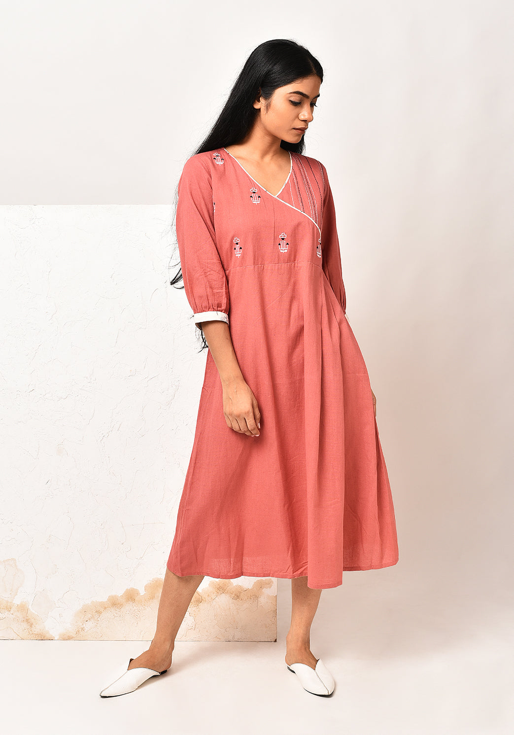 Angrakha Style Dusty Cedar Dress