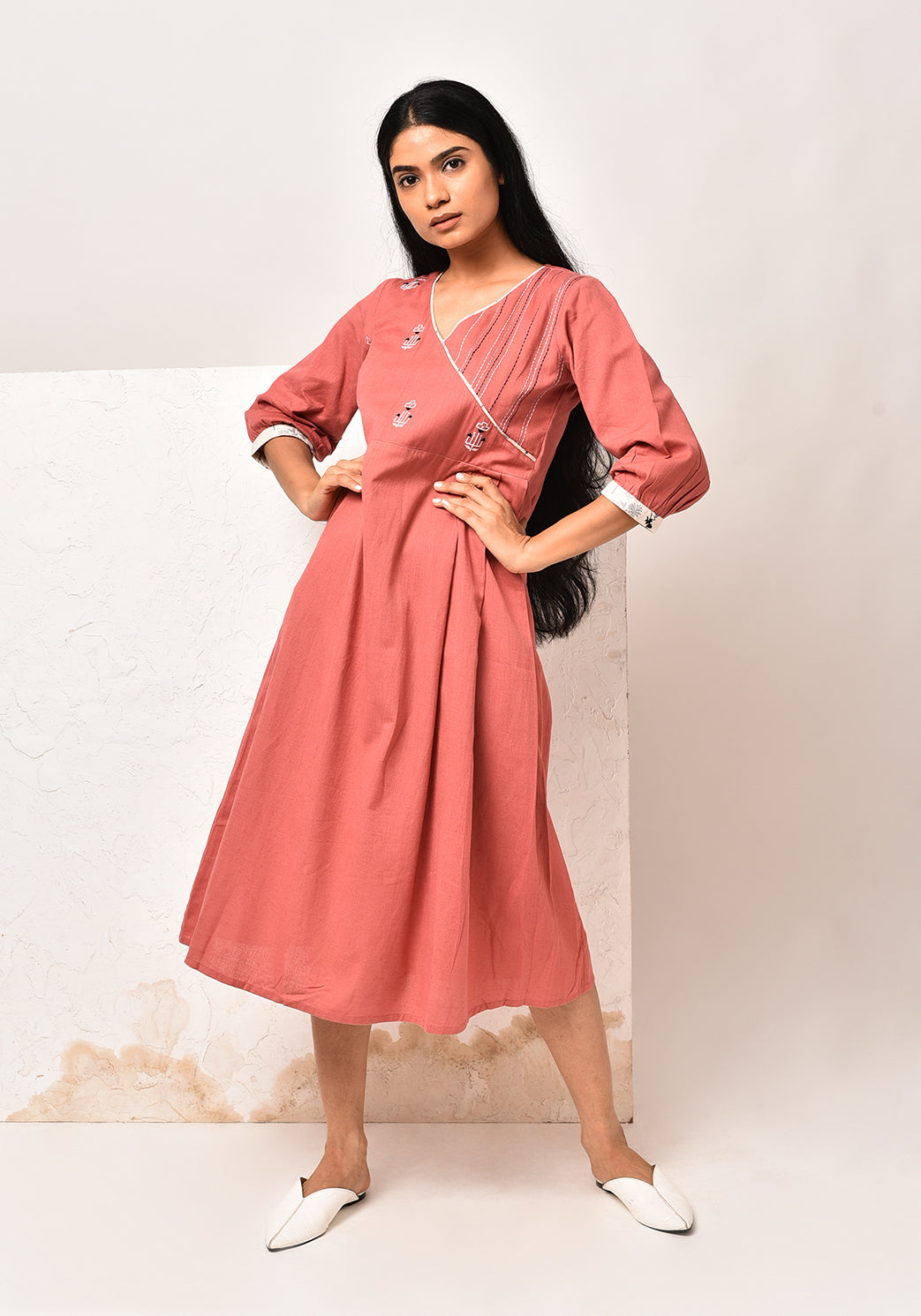 Angrakha Style Dusty Cedar Dress
