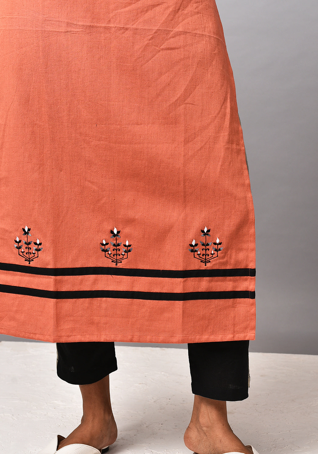 Dusty Orange Gathered Sleeve Kurta Set