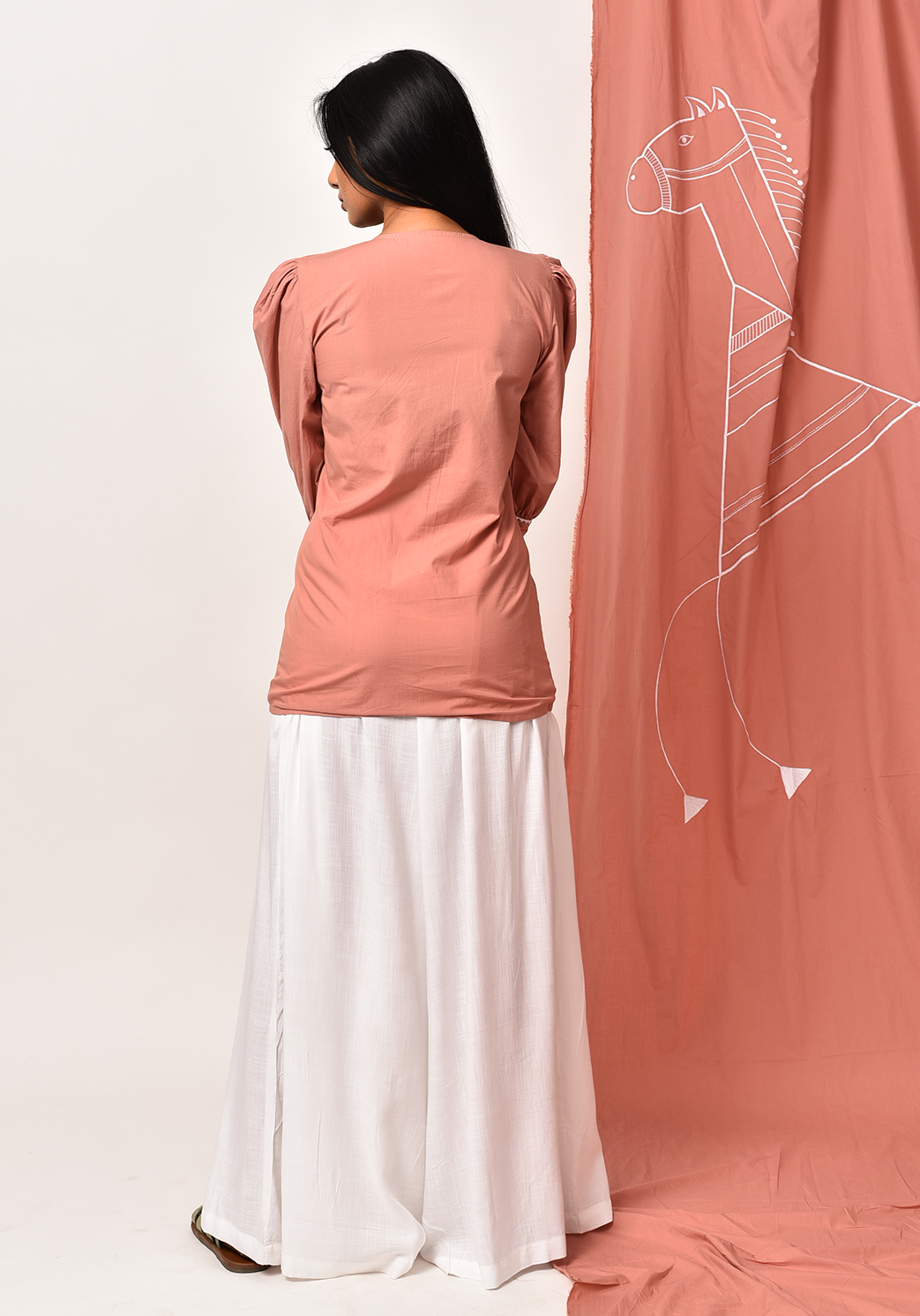 Tribal Round Neck Peach Shirt