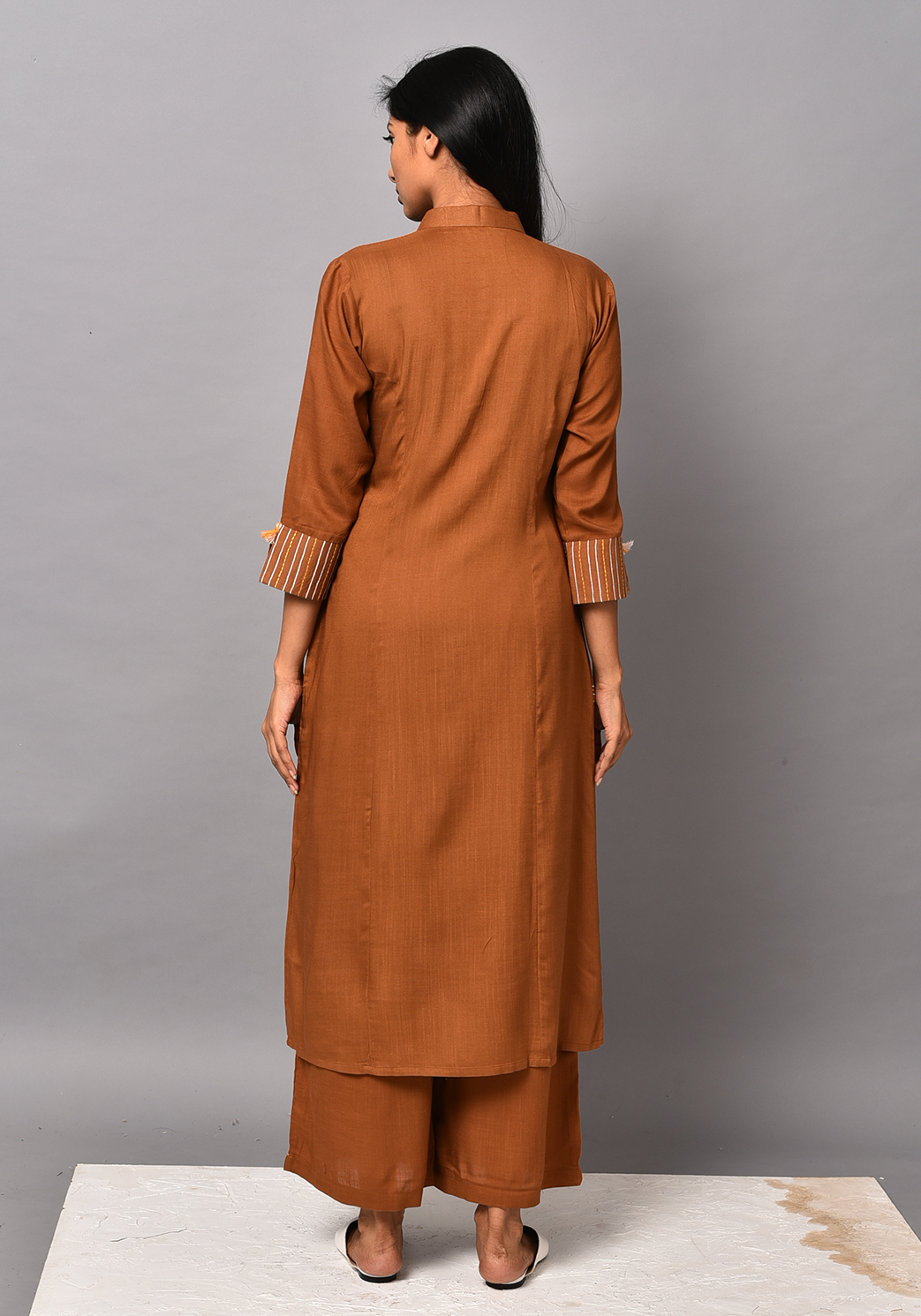 Wanderer A-line Brown Kurta Set