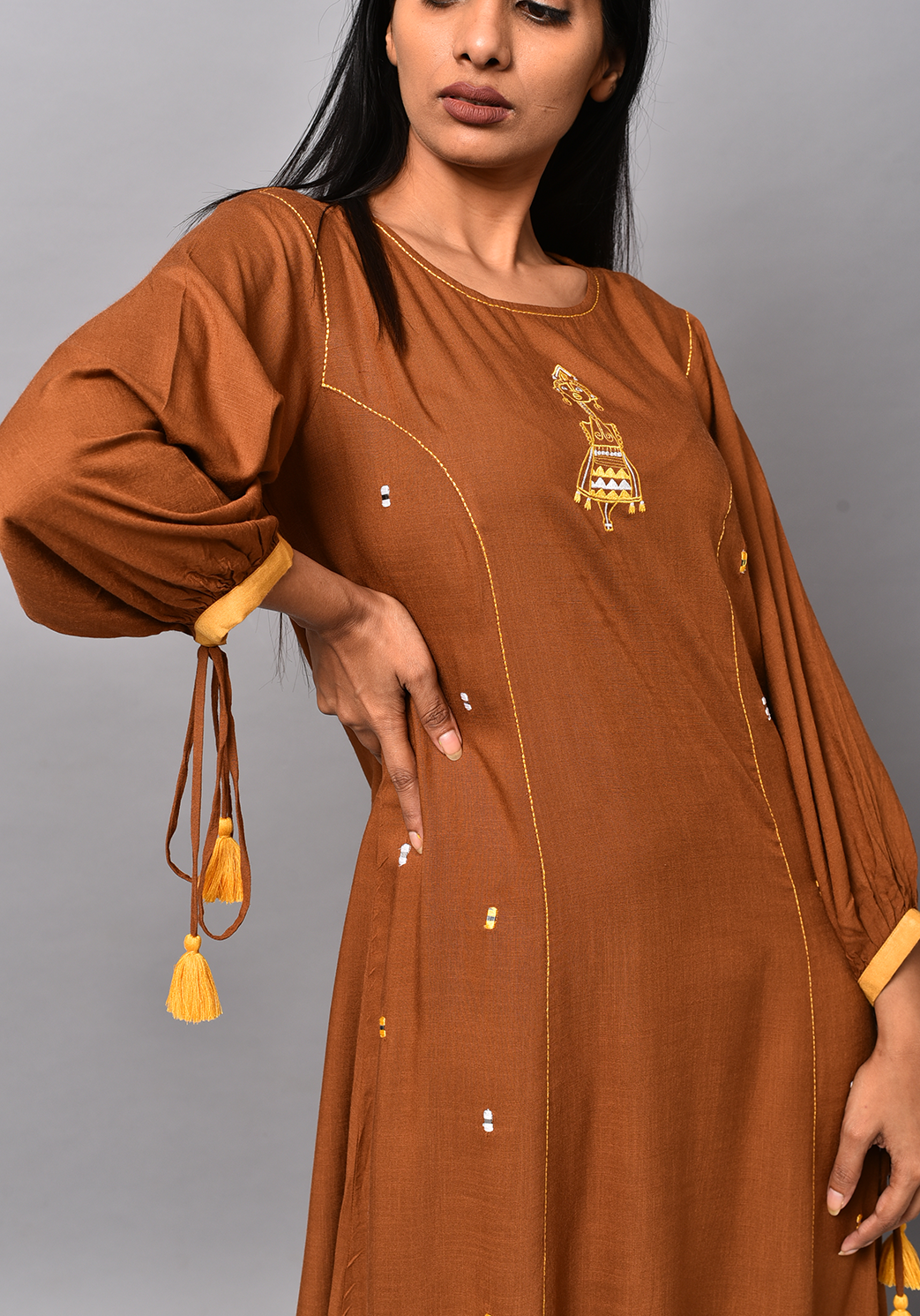Shafira A-Line Brown Dress