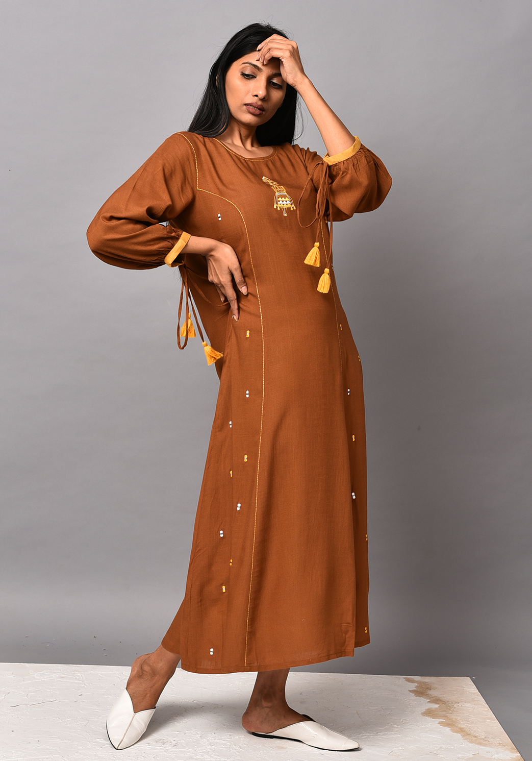 Shafira A-Line Brown Dress