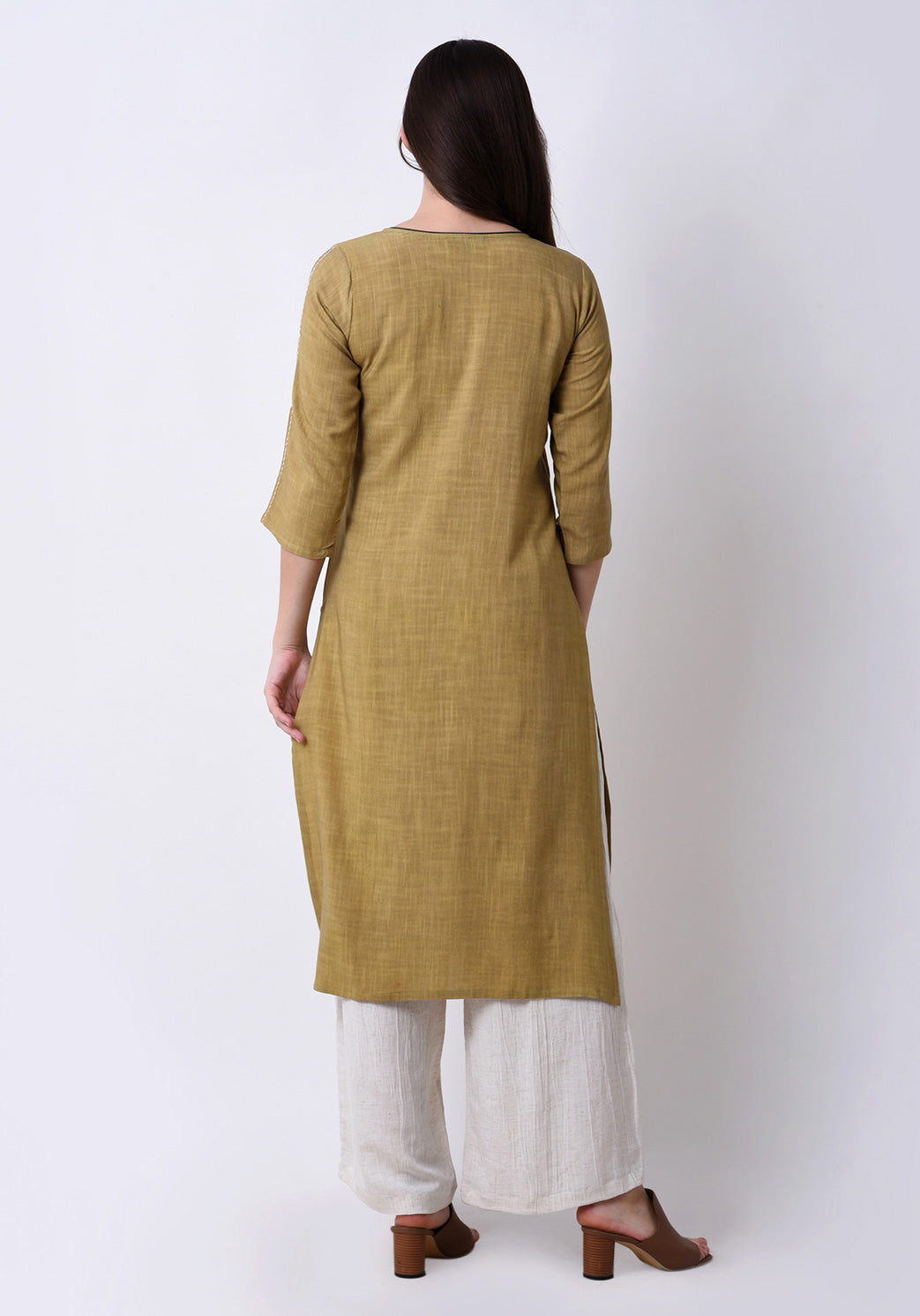 Floral Embroidered Kurta - Apple Green
