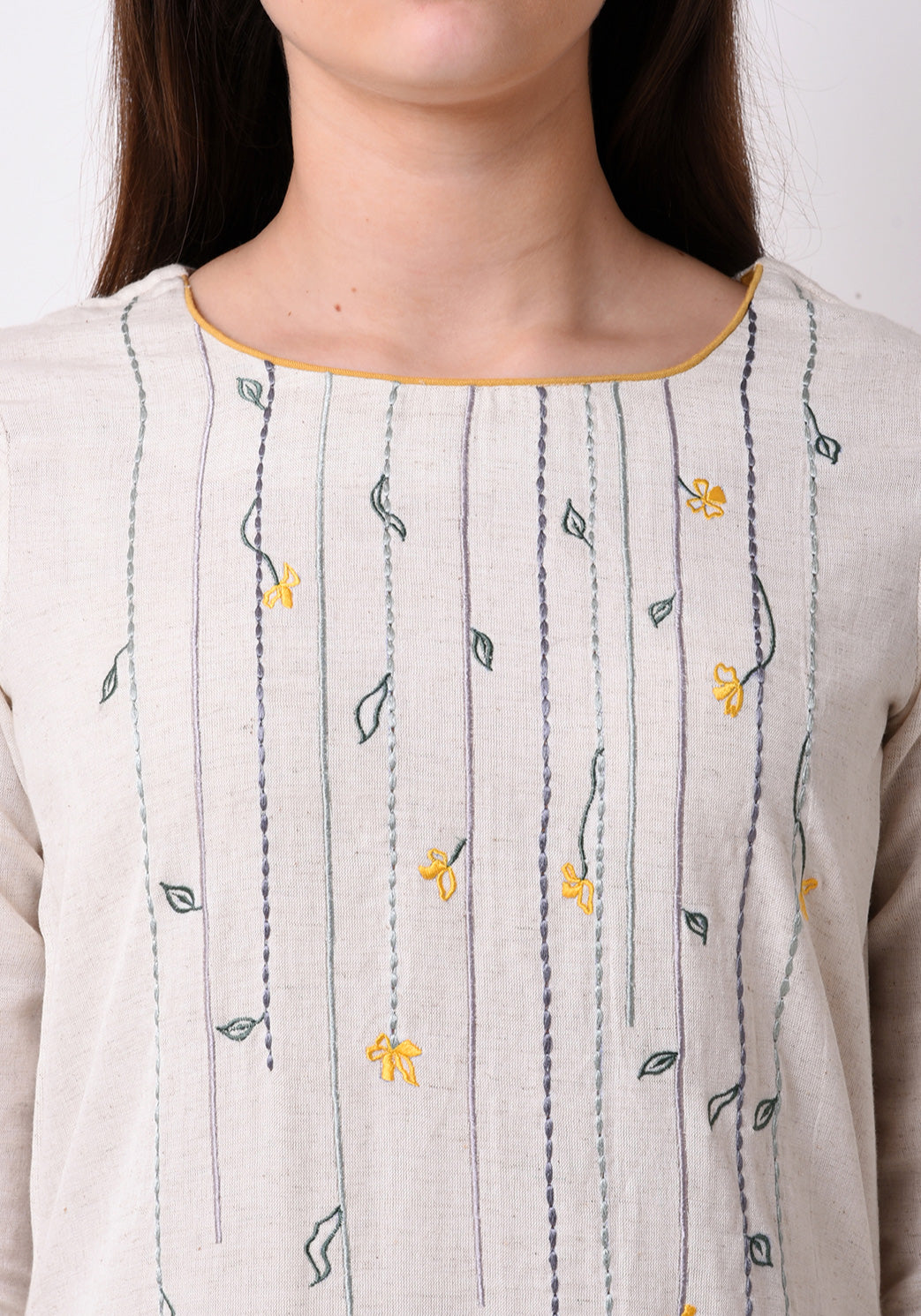 Floral Embroidered Kurta - After Glow