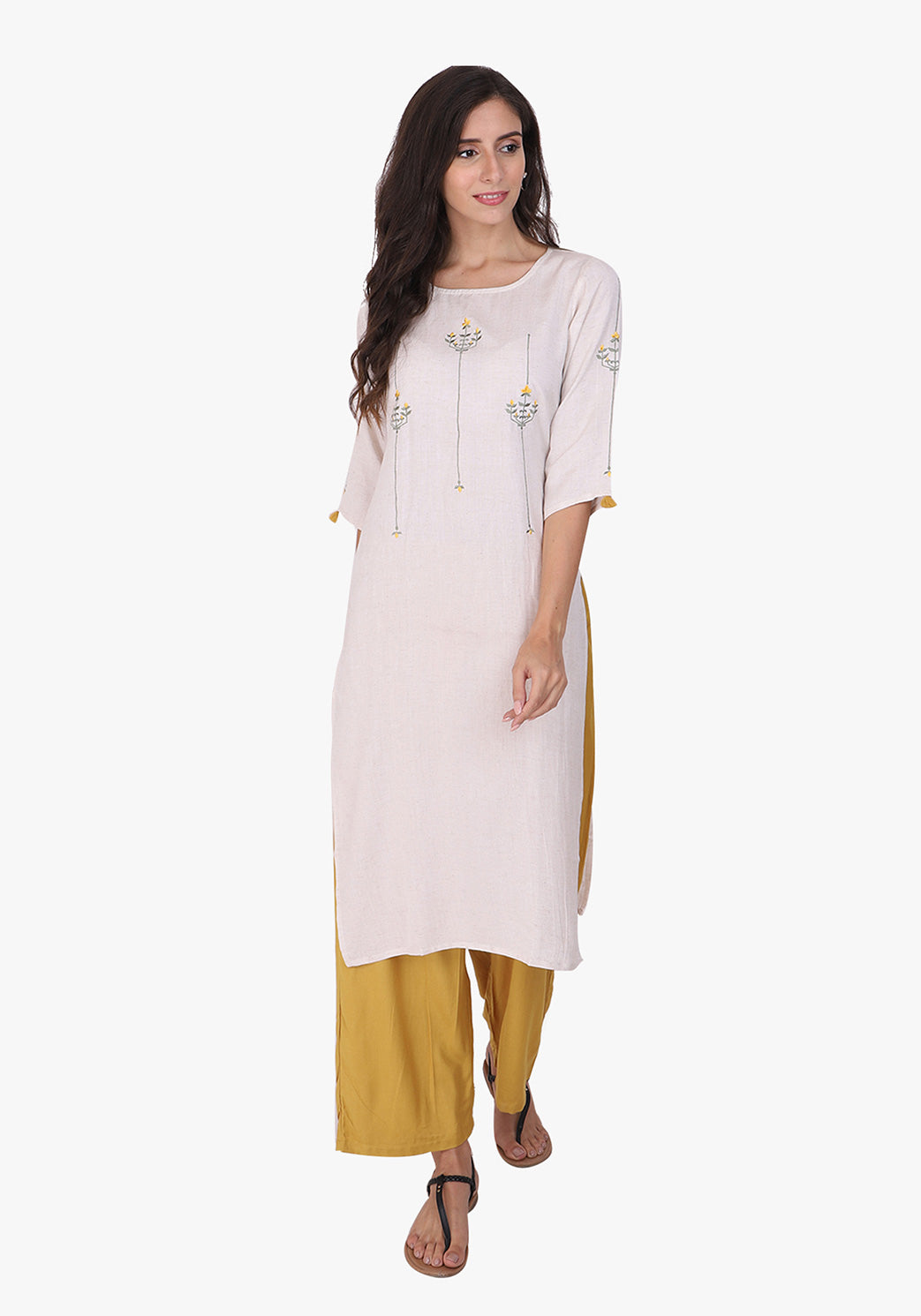 Minimal Embroidered Kurta - After Glow