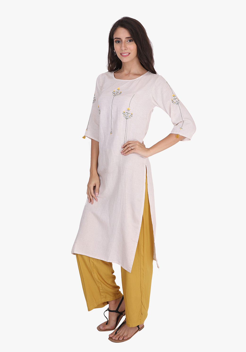 Minimal Embroidered Kurta - After Glow