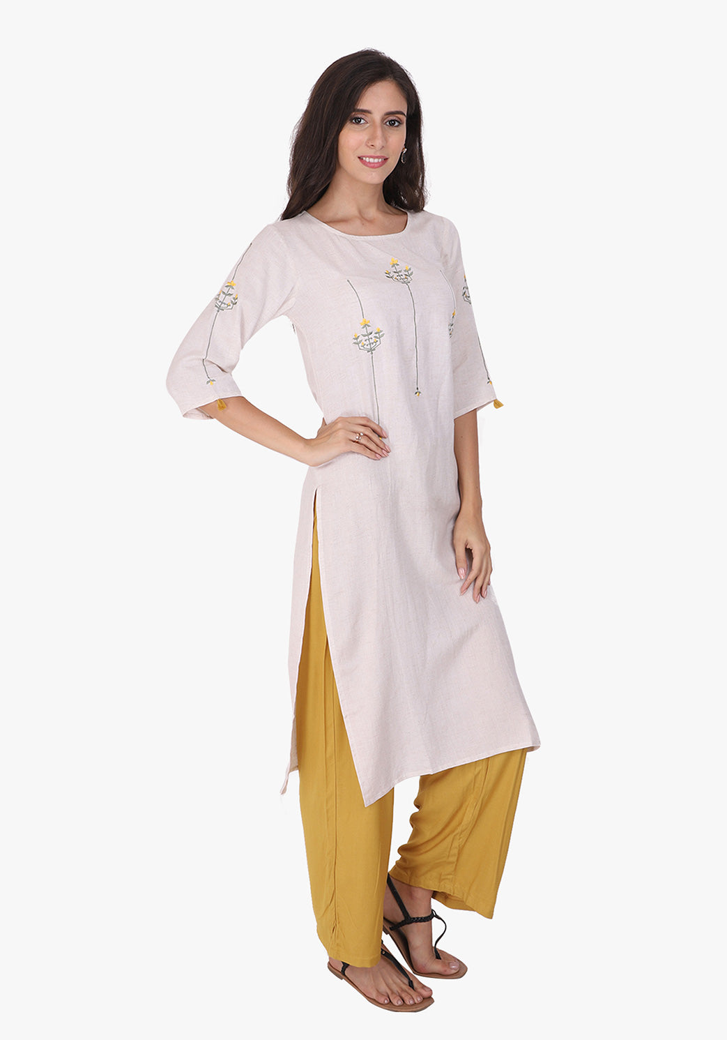 Minimal Embroidered Kurta - After Glow