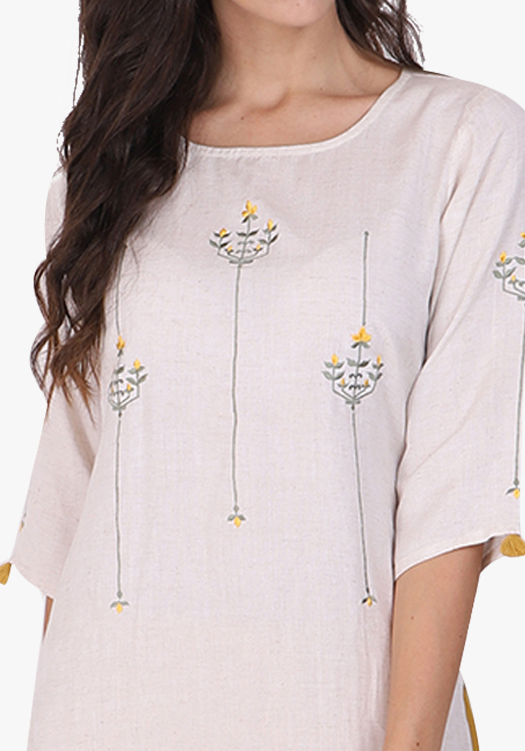 Minimal Embroidered Kurta - After Glow