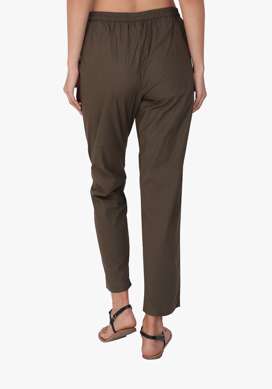 Basic Straight 100% Cotton Army Green Pant