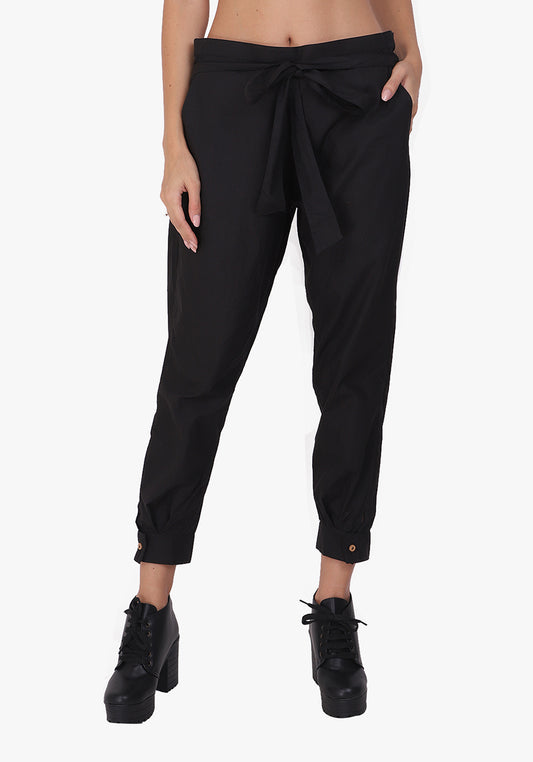 Designer Straight 100% Cotton Black Pant