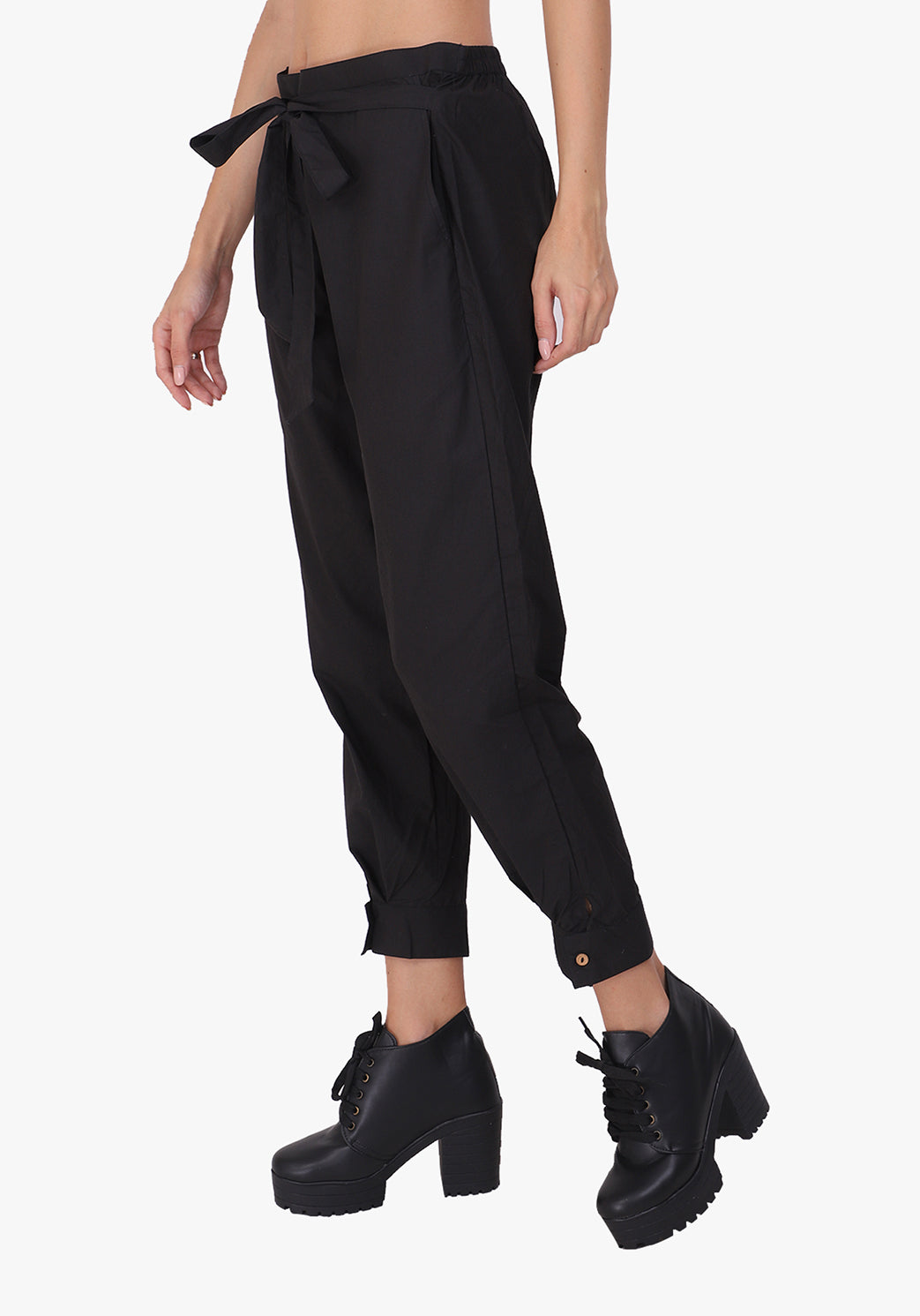 Designer Straight 100% Cotton Black Pant