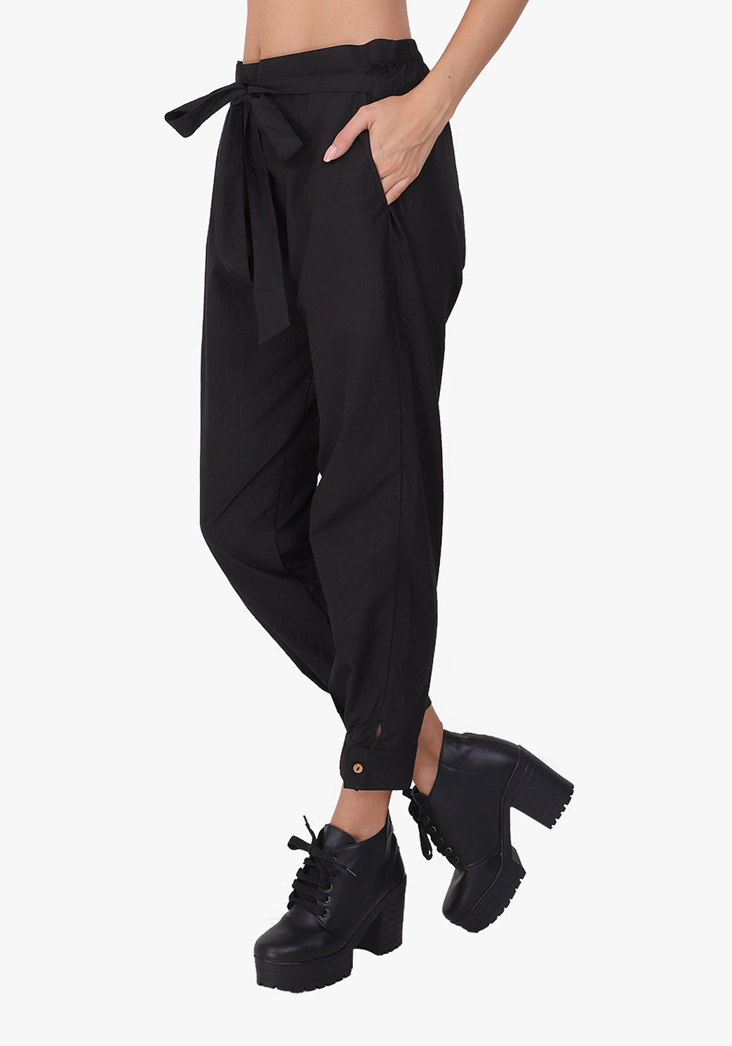 Designer Straight 100% Cotton Black Pant