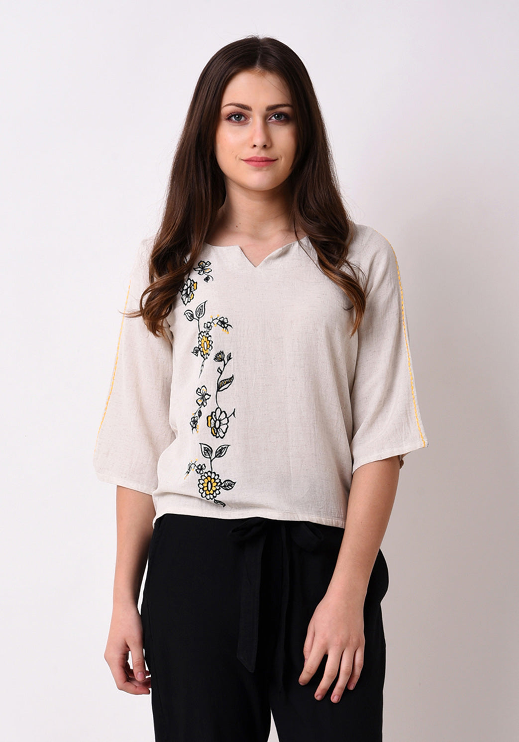 Floral Embroidered Top - After Glow – VRITTA