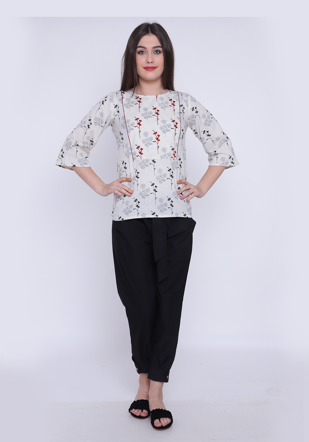 Floral Printed Embroidered After Glow Top
