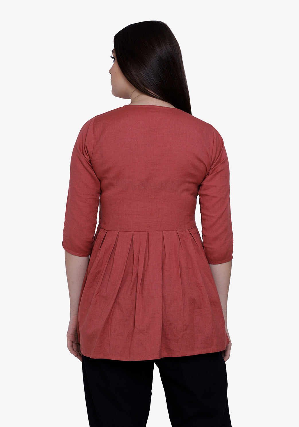 Button Down Embroidered Dusty Cedar Tunic