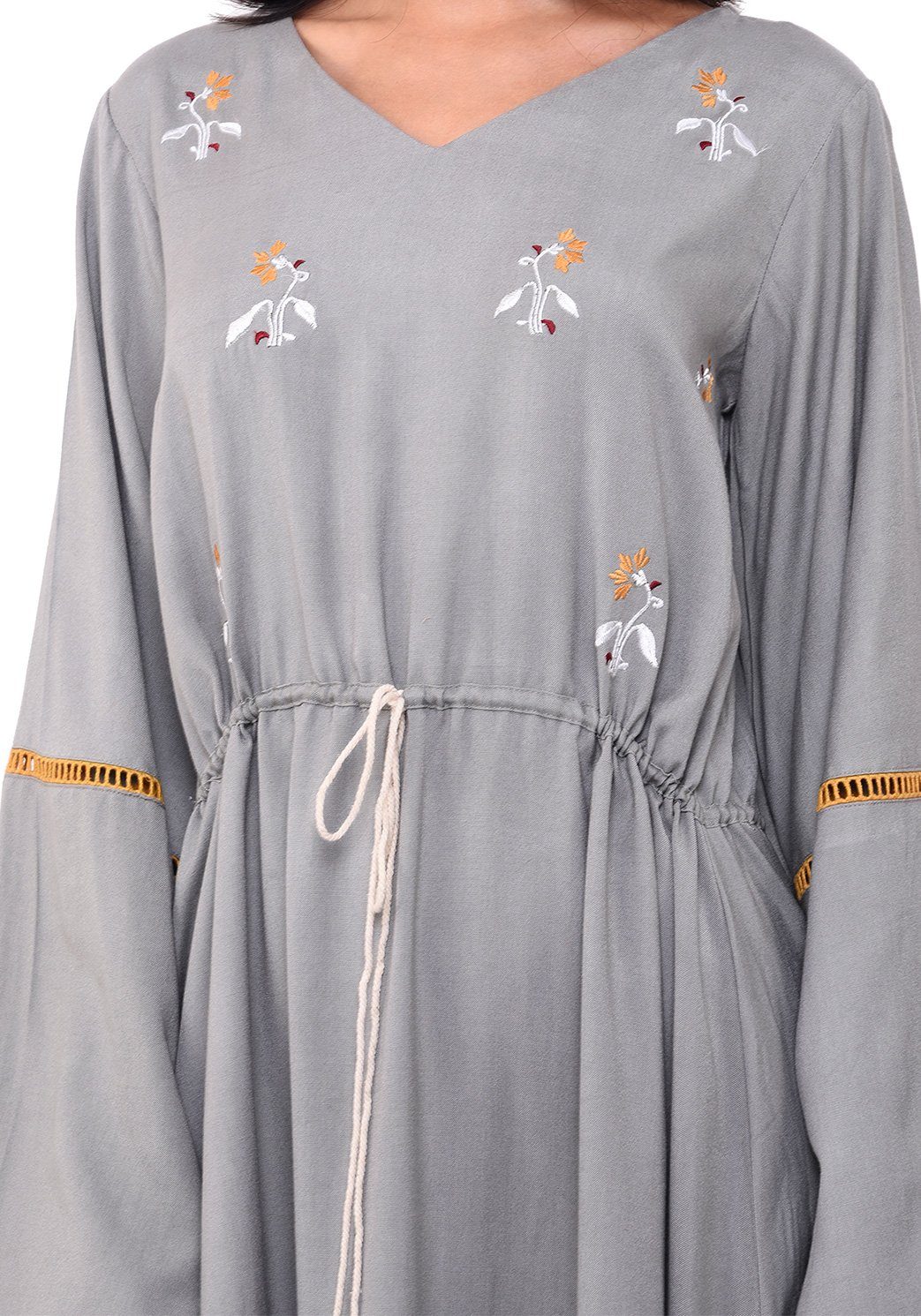 Tie-up Bohemian Dress - Grey Dress VRITTA