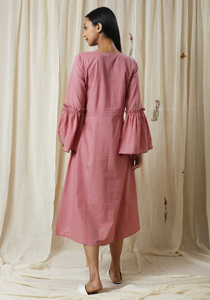 Embriodred Flared Sleeve Dress