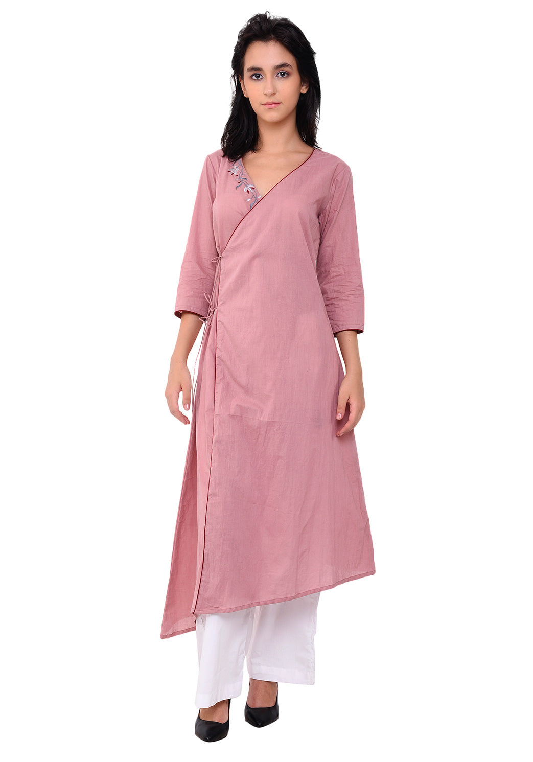 Embroidered Angrakha - Pale Blush