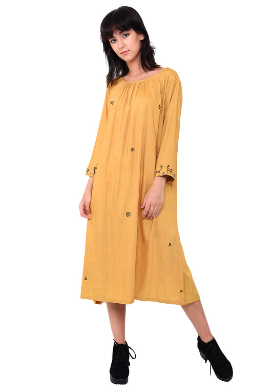 Urban Symbol Embroidered Shift dress - Sunflower