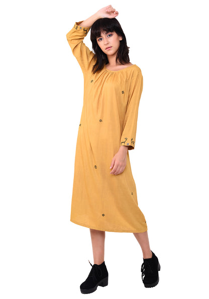 Urban Symbol Embroidered Shift dress - Sunflower
