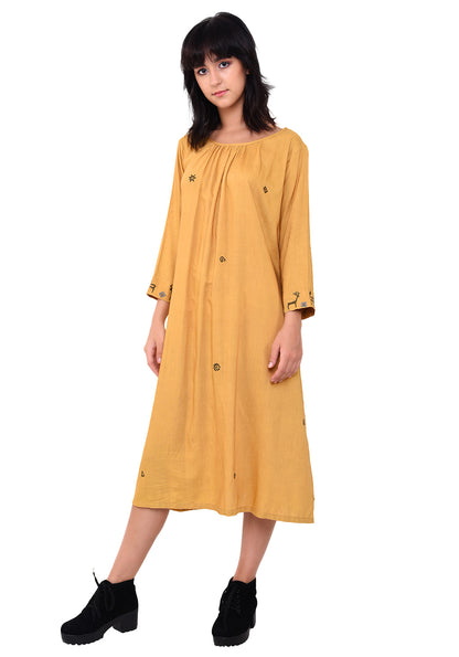 Urban Symbol Embroidered Shift dress - Sunflower