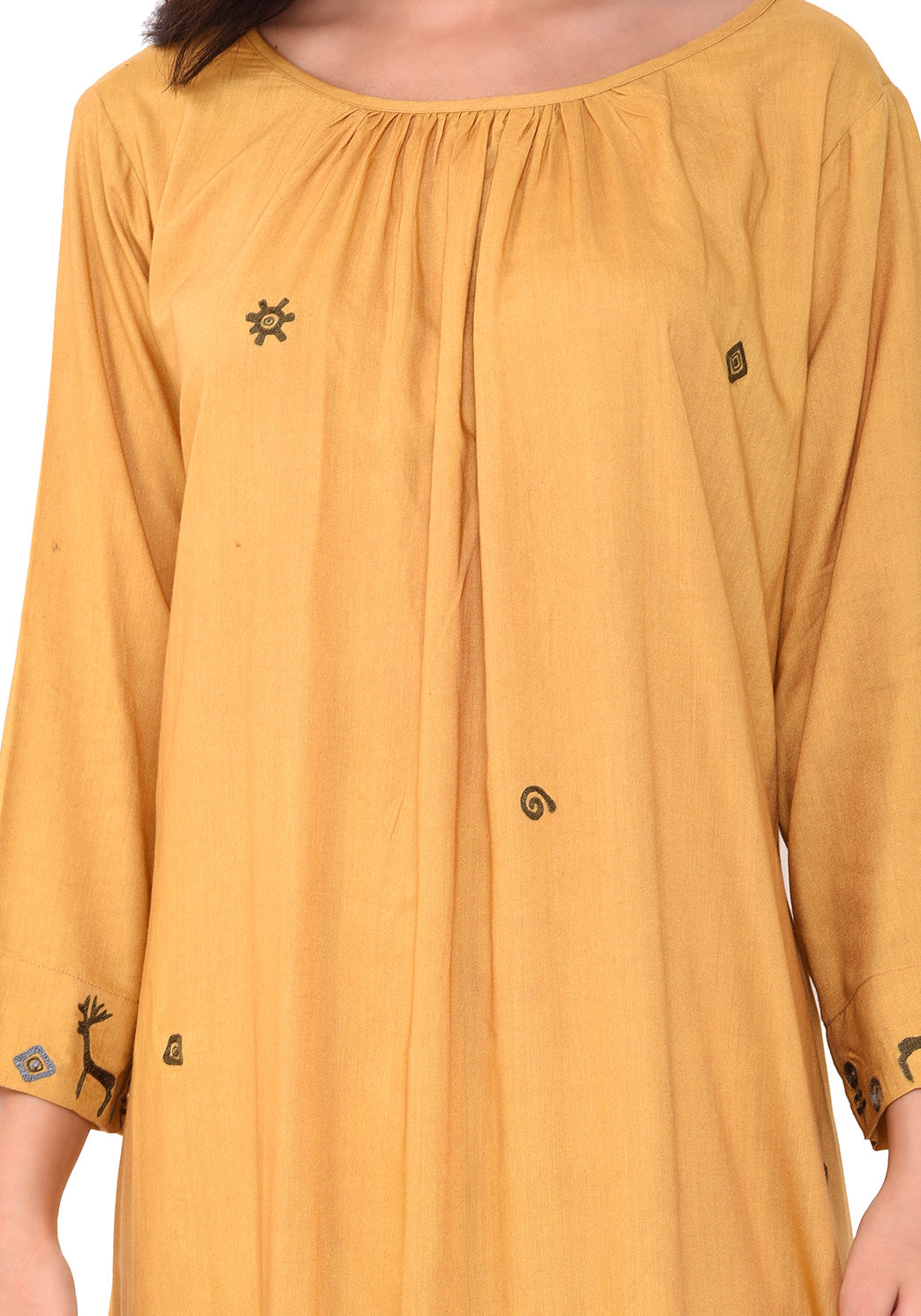 Urban Symbol Embroidered Shift dress - Sunflower