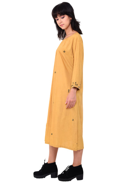 Urban Symbol Embroidered Shift dress - Sunflower