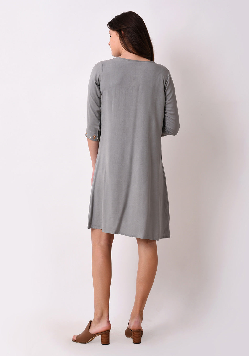 Urban Symbol Embroidered Shift dress - Grey