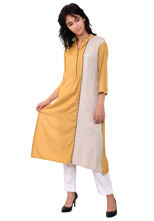 Embroidered Panelled Kurta - Sunflower