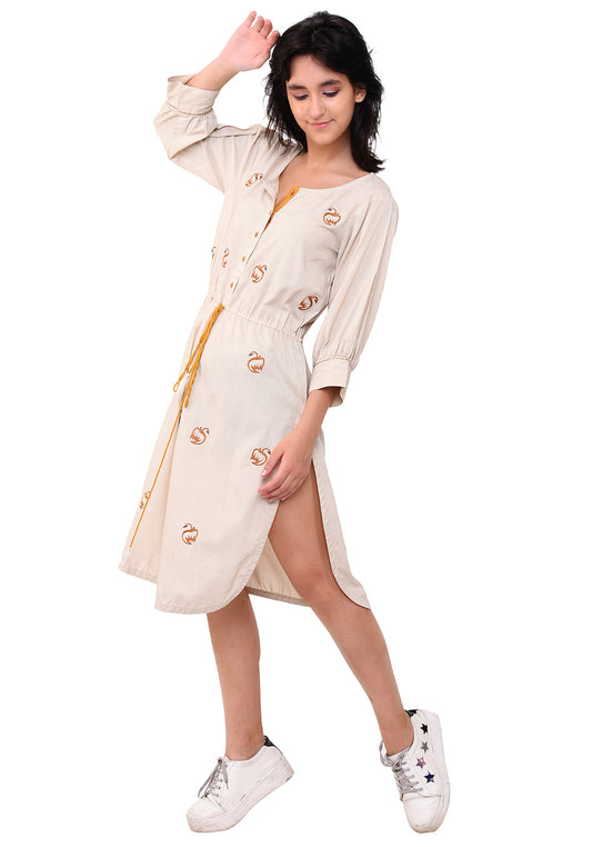 Hans Embroidered Tie- Up Dress - After Glow