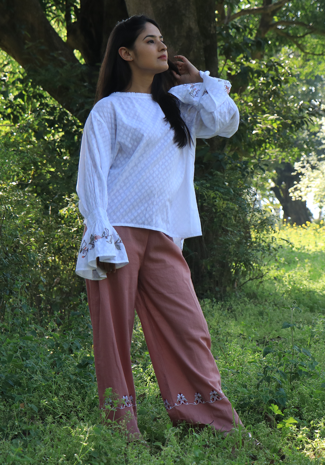 Pearl Meadow Embroidered White Top