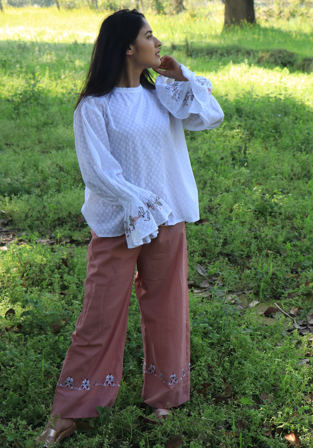 Pearl Meadow Embroidered White Top