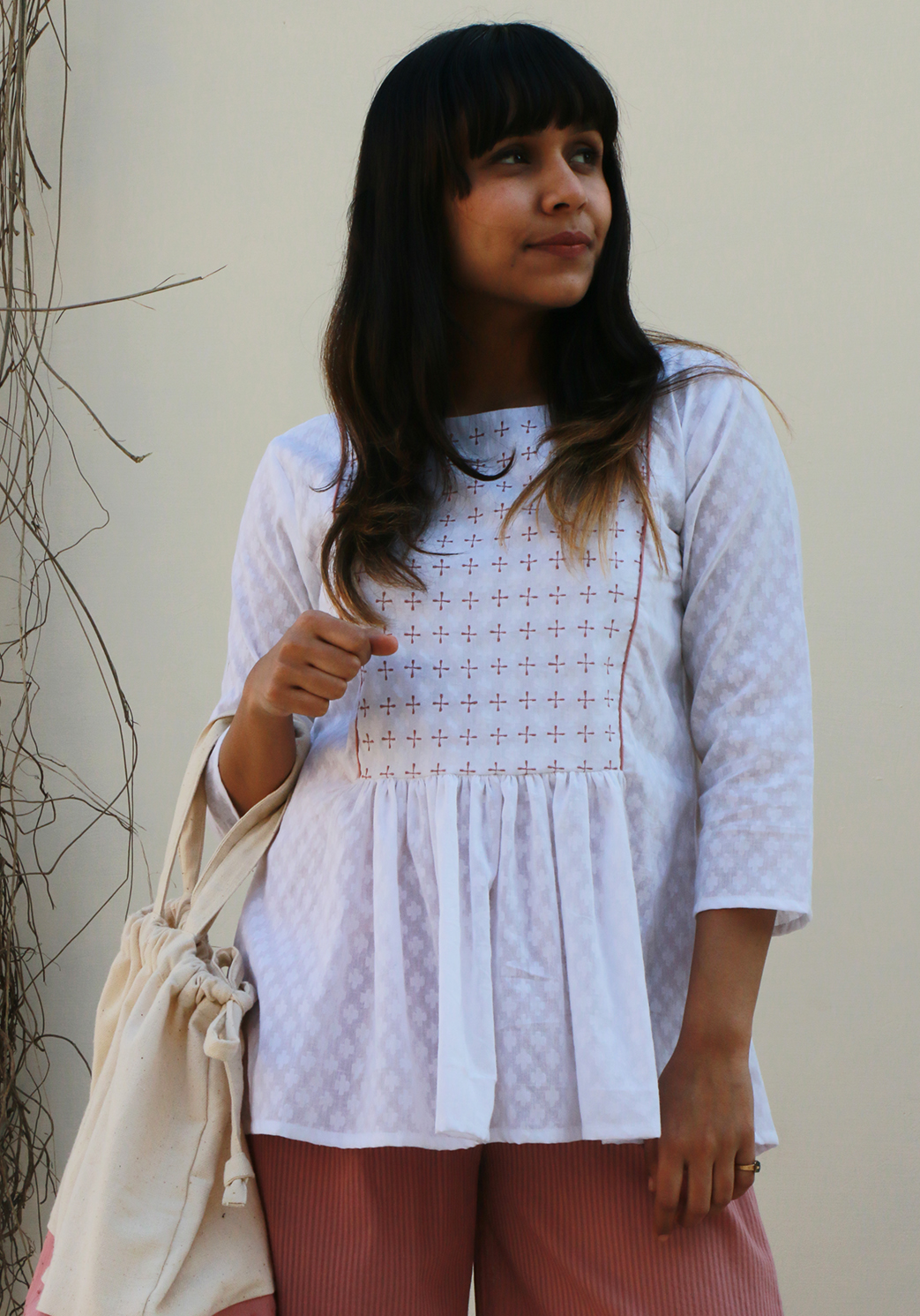 Embroidered Raindrops Summer Call White Top