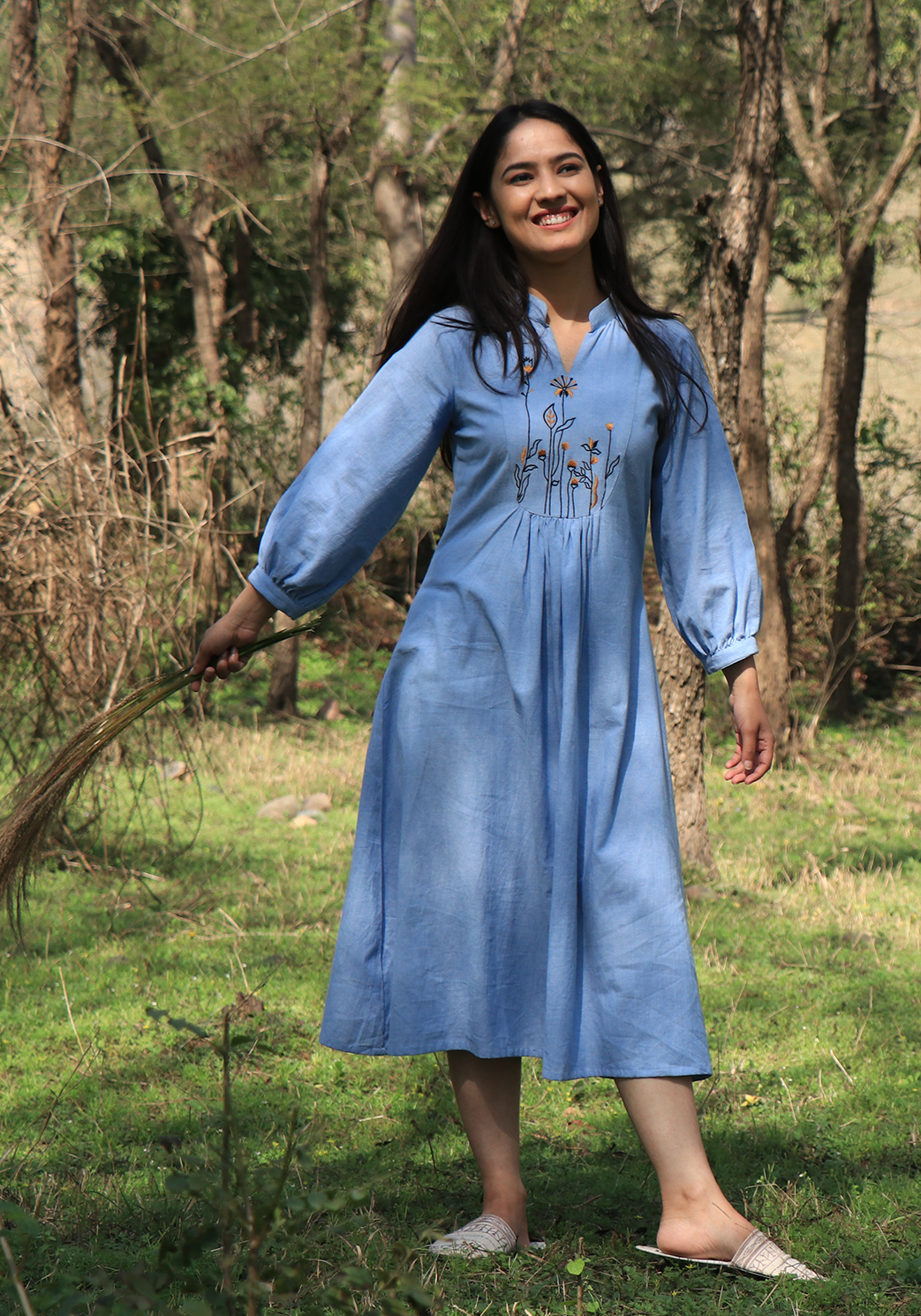 Chambray Wan Blue Lazy Dress