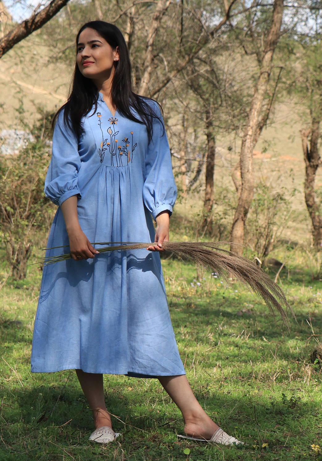 Chambray Wan Blue Lazy Dress