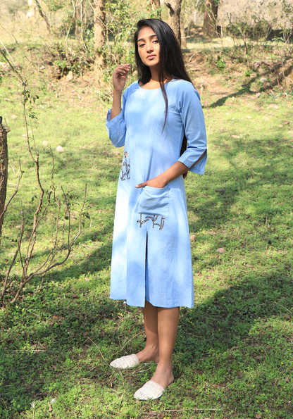 Chambray Wan Blue Peekaboo Dress