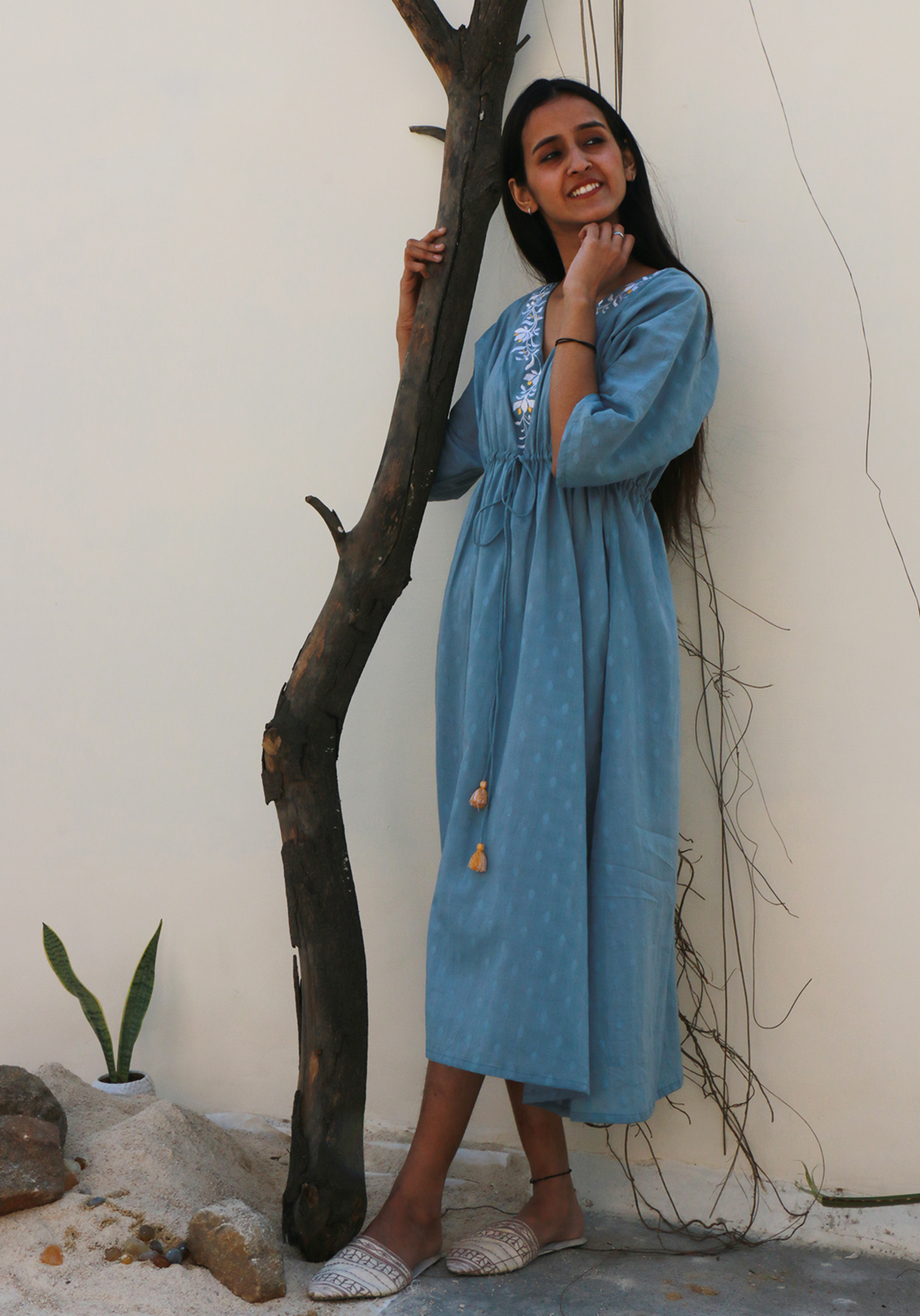 Falling Lillies Pale Aqua Kaftan Dress