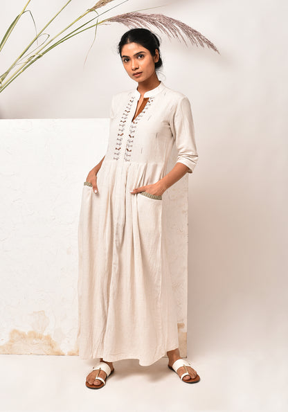 Embroidered Bird Front Pocket Dress - After Glow
