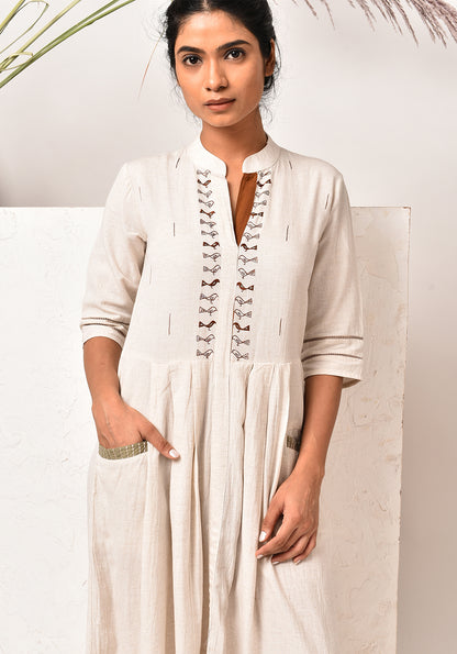Embroidered Bird Front Pocket Dress - After Glow