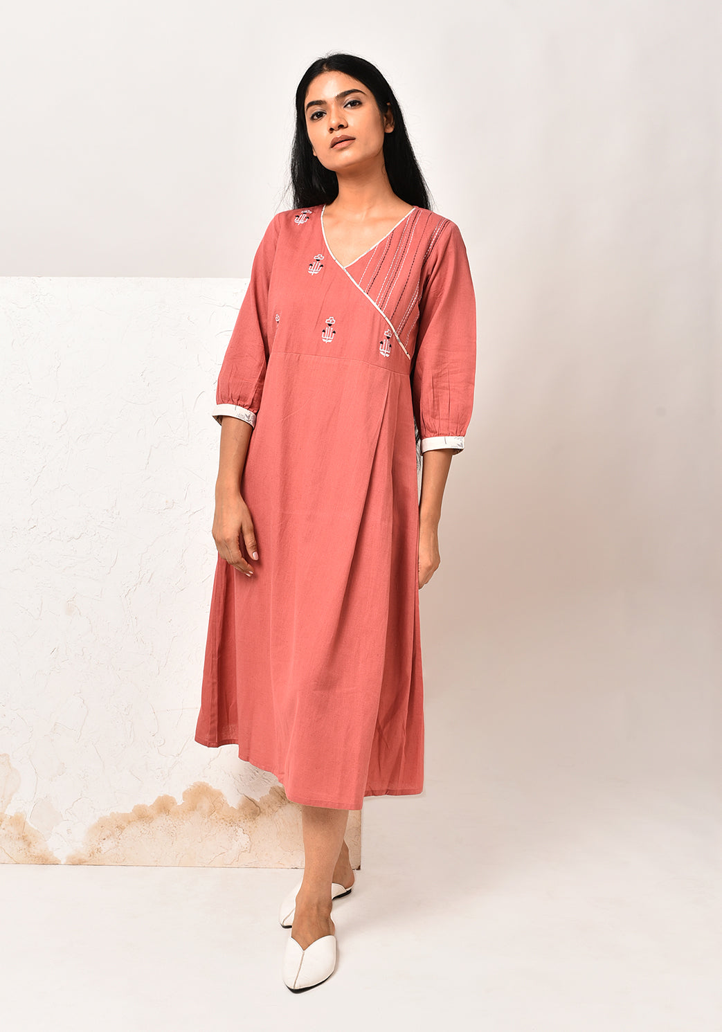 Angrakha Style Dusty Cedar Dress